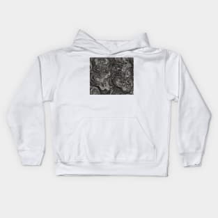 Abstract Dark Black and White Ornate Graphite Drawing Kids Hoodie